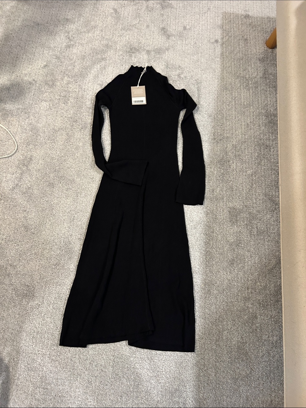 Small NWT Everlane Black Ribbed Long-Sleeve Dress